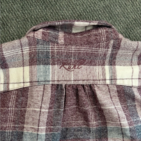 Kuhl plaid flannel shirt, purple and white, Women’s L - Picture 6 of 8